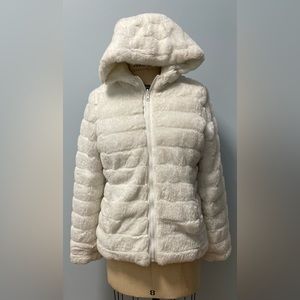 White Reversible Fur/Down Puffer Coat